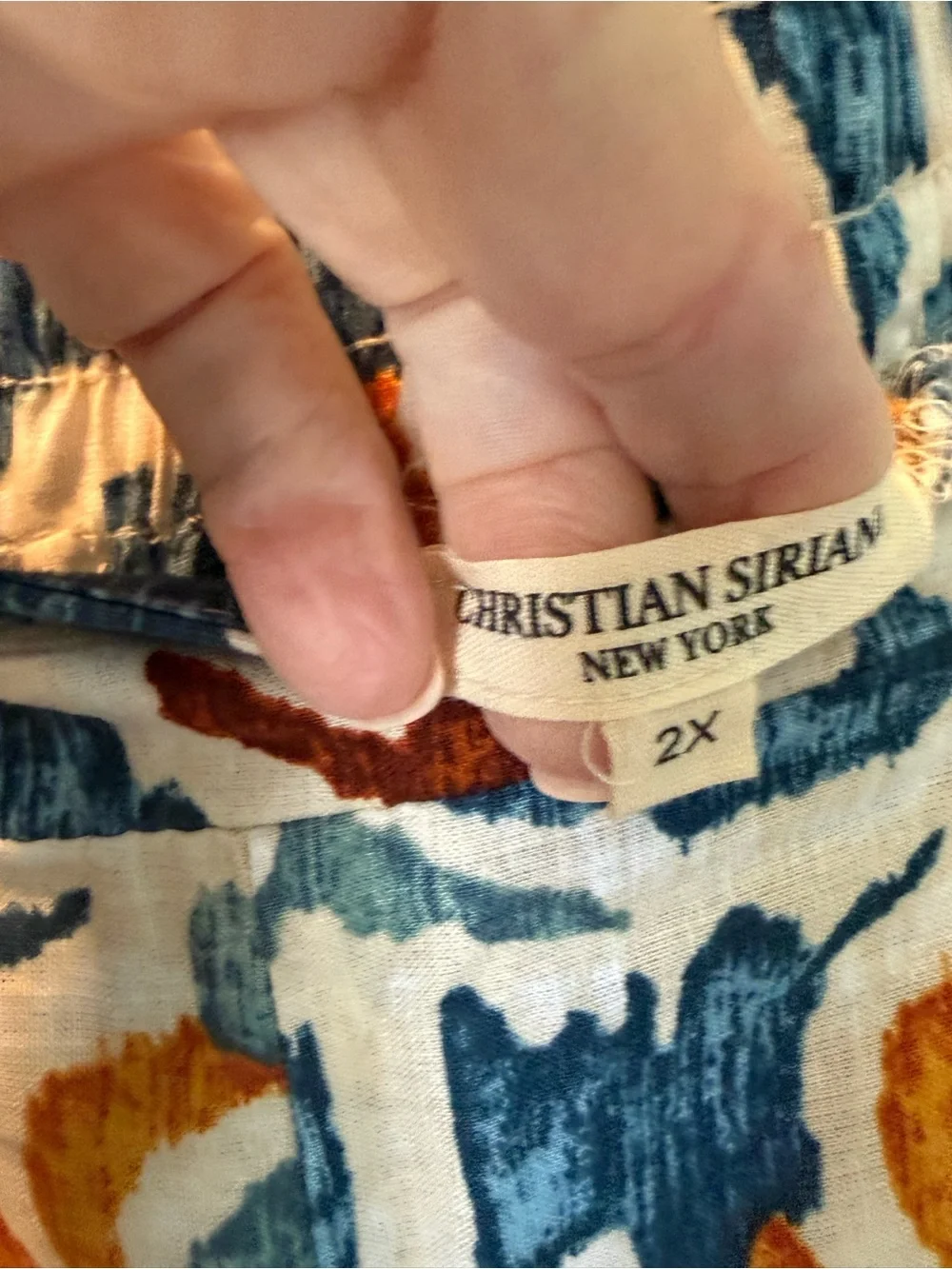 # Christian Siriano Multicolor Ikat Print Two-Piece Linen-blend Pant Set (3X/2X)